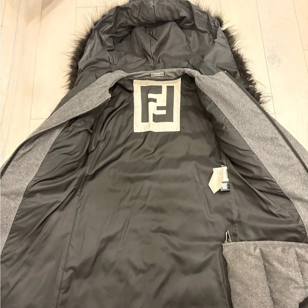 Fendi Wool Down Parka with Fox Fur Trim - Picture 2 of 4